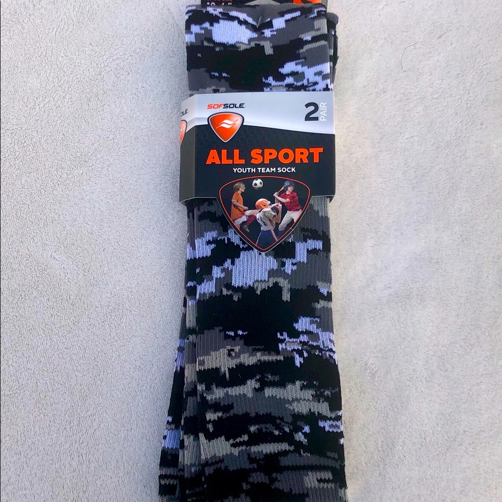 Camo New SOFSOLE  Socks-2 Pair Youth Size 10-4.5